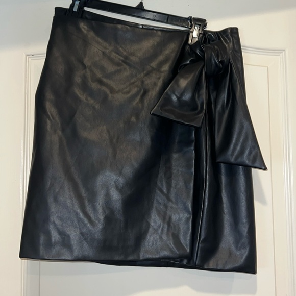Faux Leather Wrap Mini Skirt - Picture 1 of 5